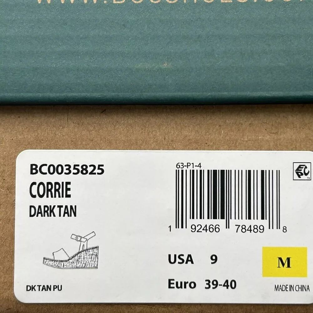 BOC Corrie Women's Platform Wedge‎ Sandal Size 9 Brown/Tan Faux Leather Upper